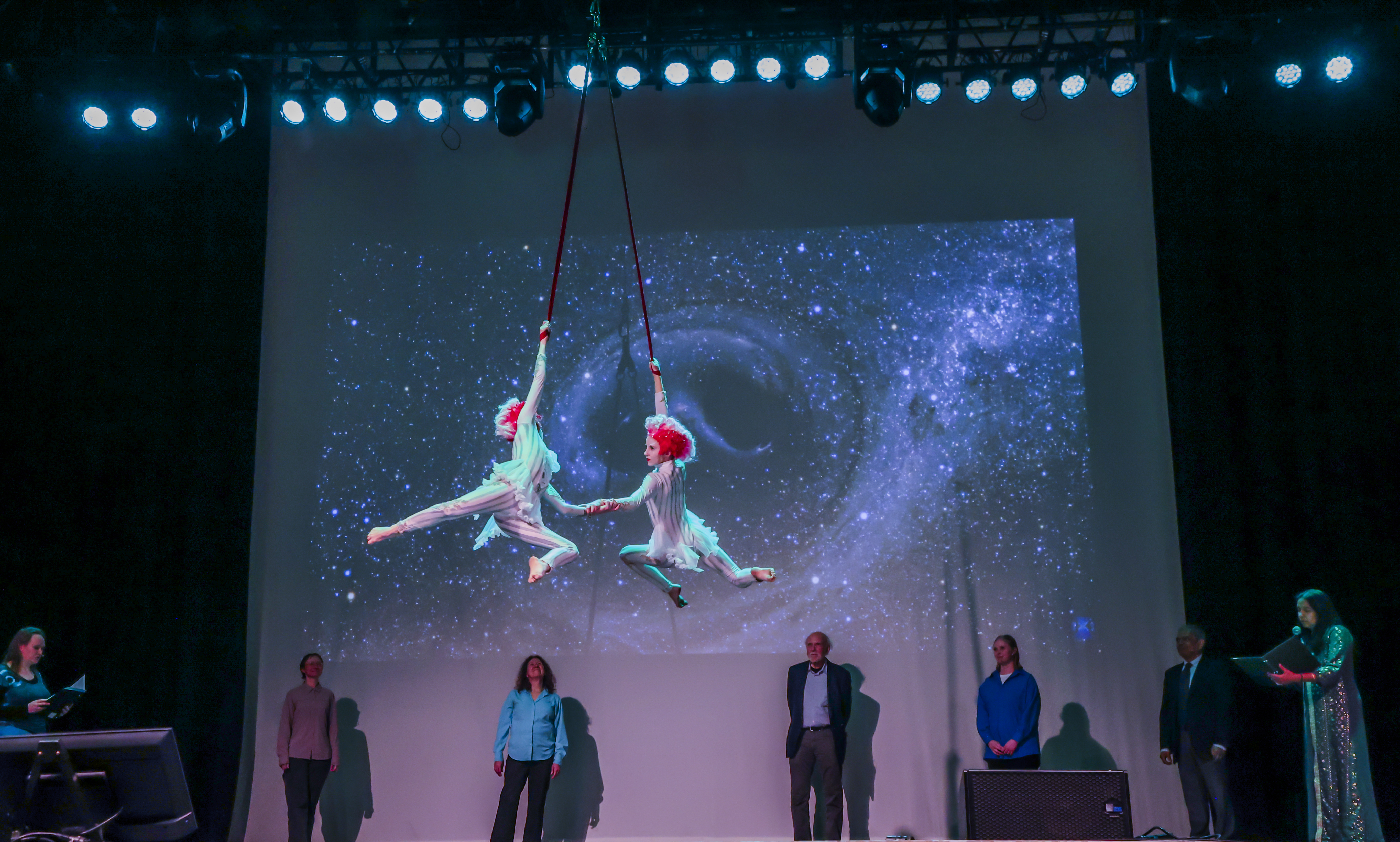 The Quantum Jubilee, part of QuantumFest, included aerial performances by Los Angeles-based cirque company Le PeTiT CiRqUe.&amp;Acirc;&amp;nbsp;James Gross, Spawnzone/APS