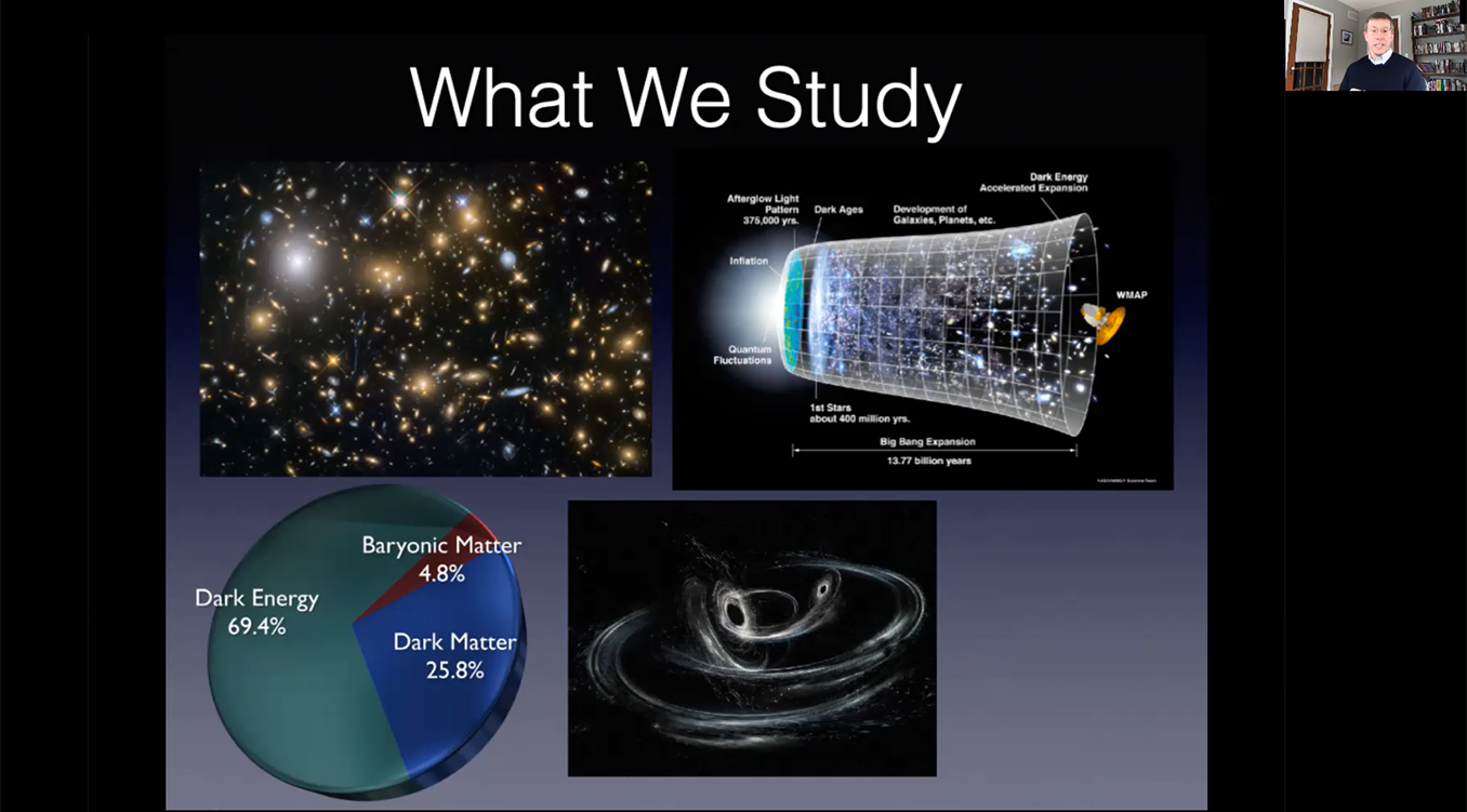 Click to play video: Professor Jeff Filippini discusses opportunities within the Astrophysics/Relativity/Cosmology research area at U of I