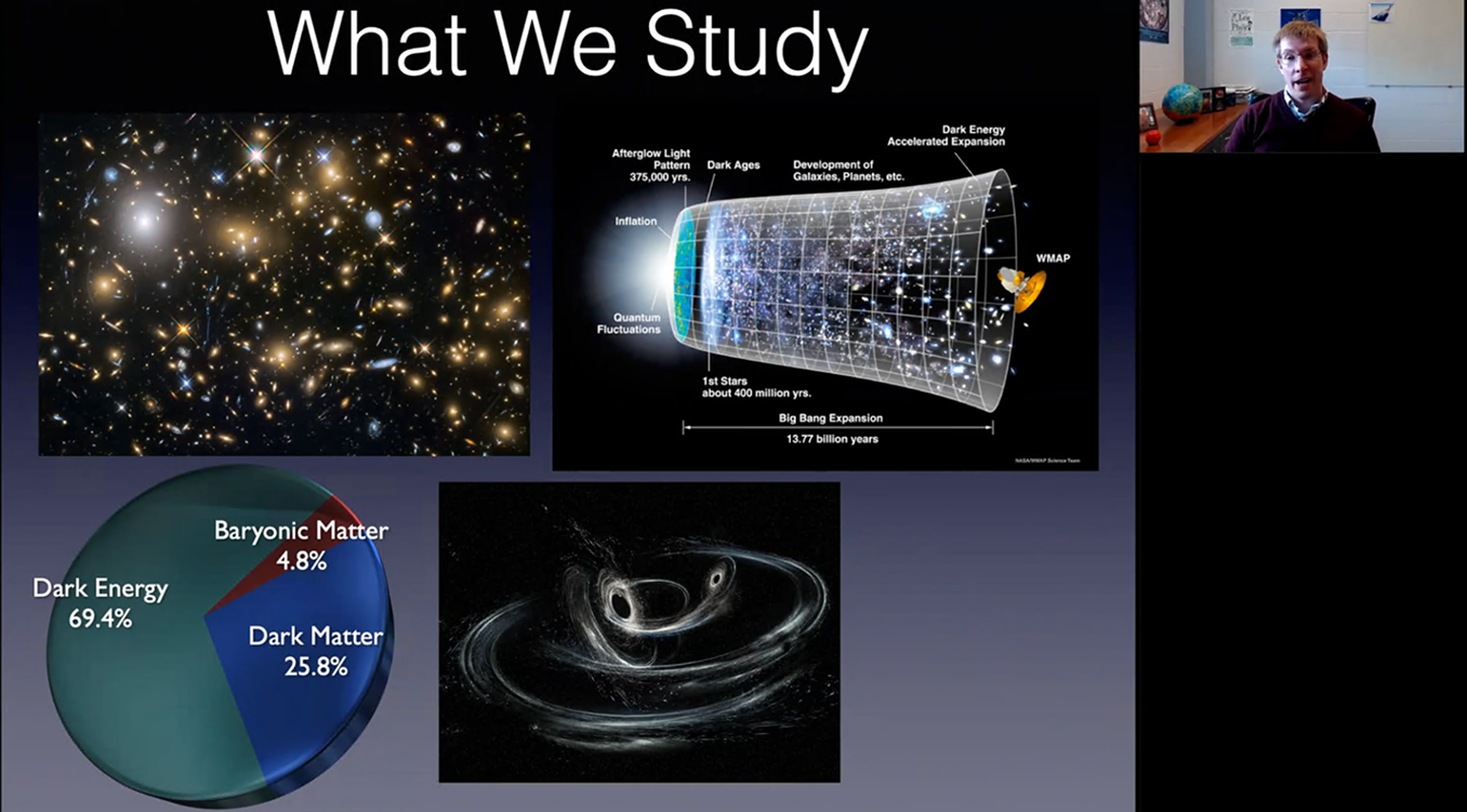 Click to play video: Professor Jeff Filippini discusses opportunities within the Astrophysics/Relativity/Cosmology research area at U of I