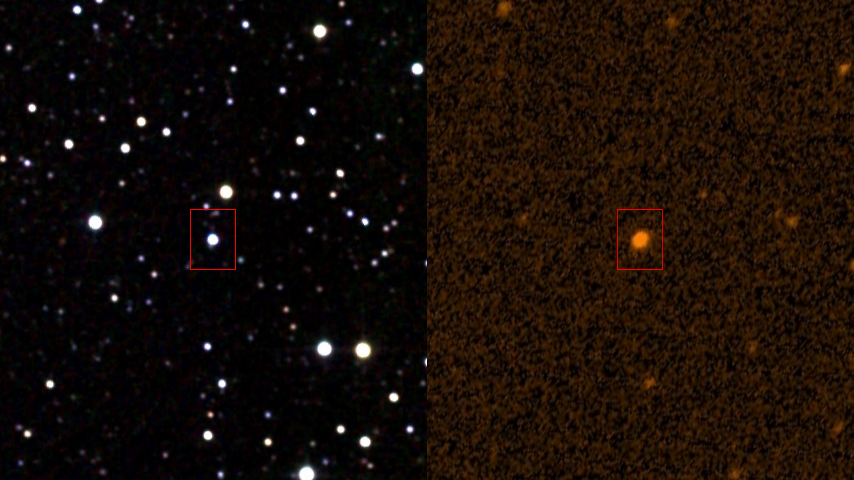 Tabby's Star in infrared (2MASS survey) and ultraviolet (GALEX).