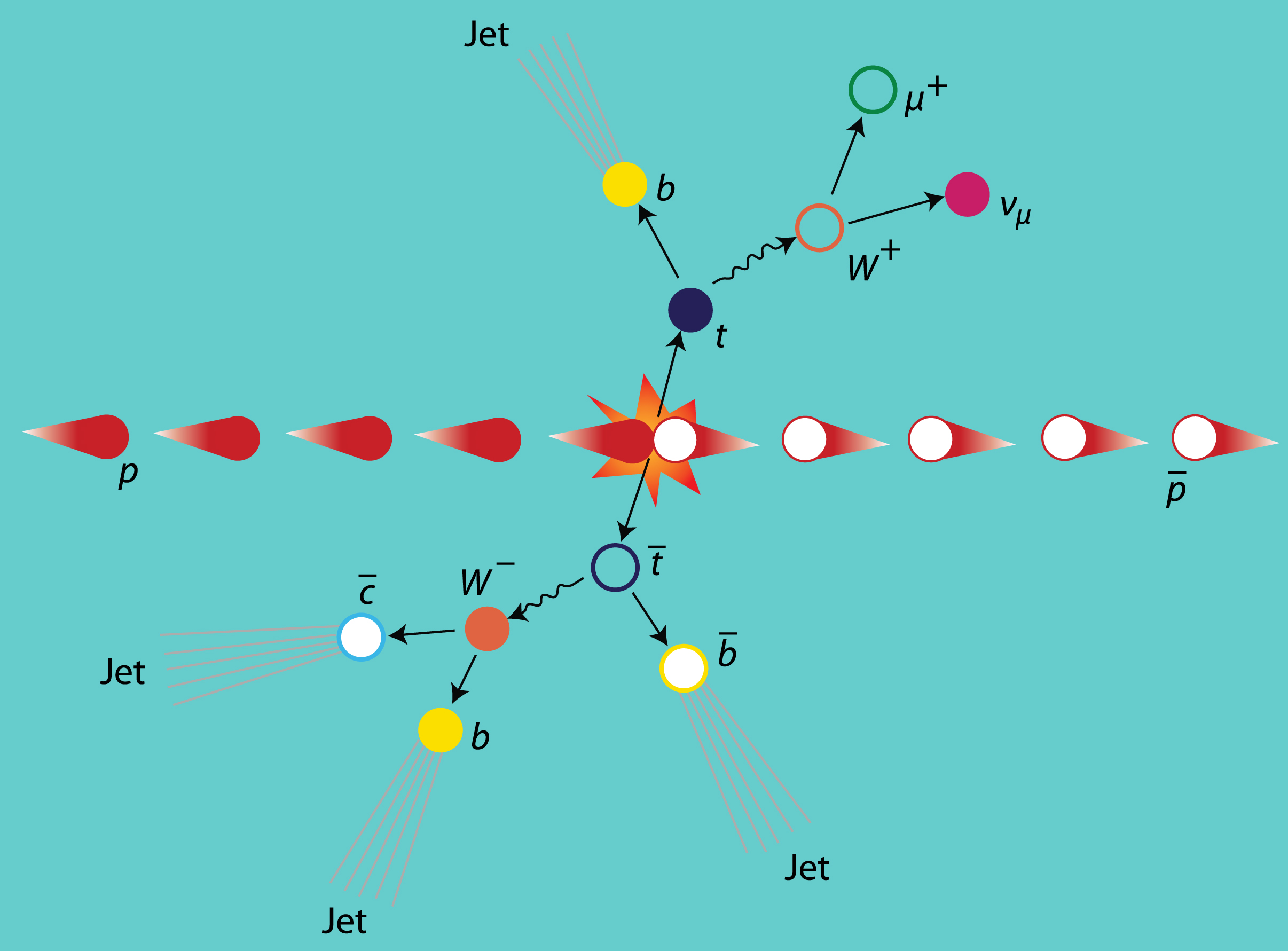 Top antitop quark event diagram. &Acirc;&copy; User:Raeky / Wikimedia Commons / CC-BY-SA-3.0