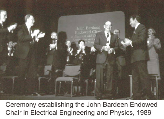 Ceremony establishing the John Bardeen Endowed Chair in Electrical Engineering and Physics, 1989