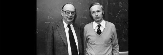 John Bardeen and Anthony J. Leggett, ca. 1982