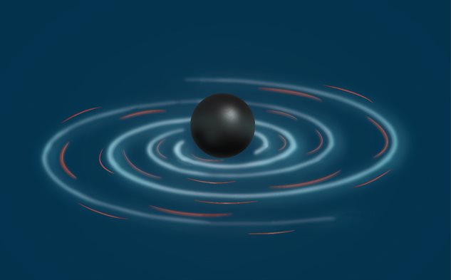 Visualization of the ringdown phase of a black hole. Image made by Yasmine Steele for Illinois Physics.