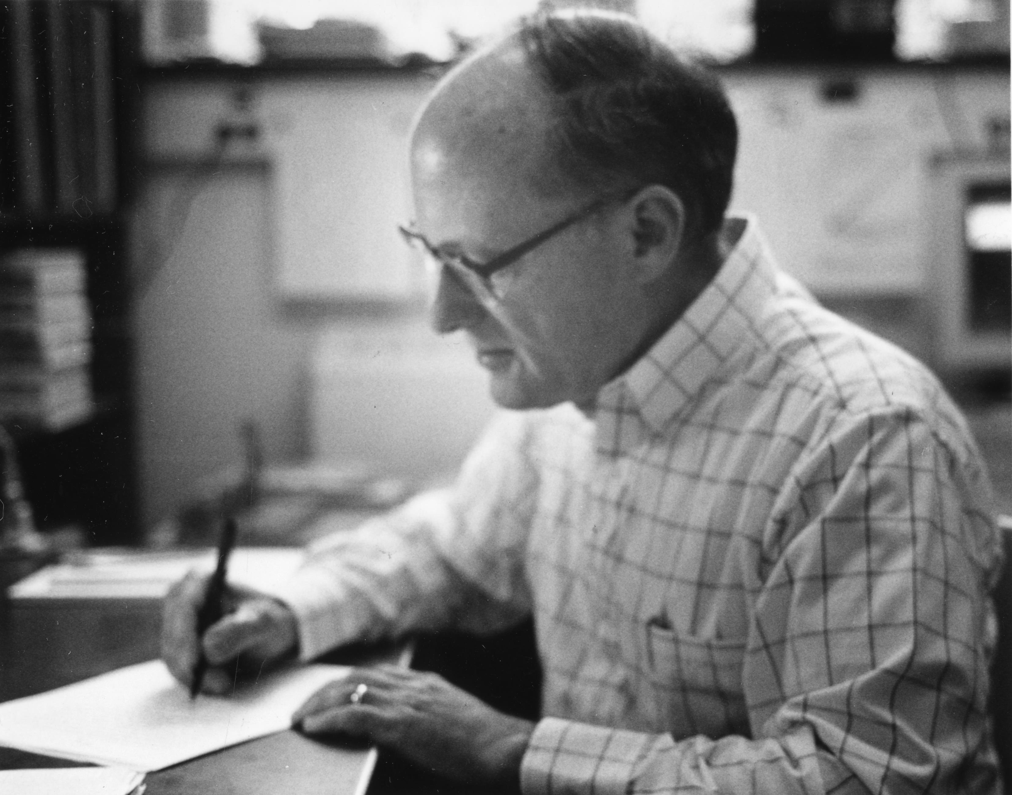 Donald Ginsberg at work in his office