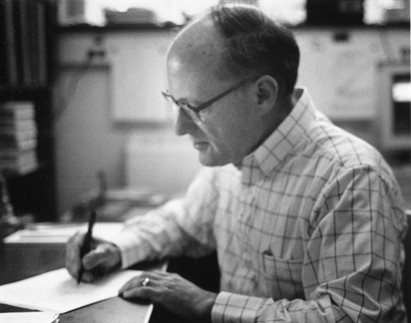 Donald Ginsberg at work in his office