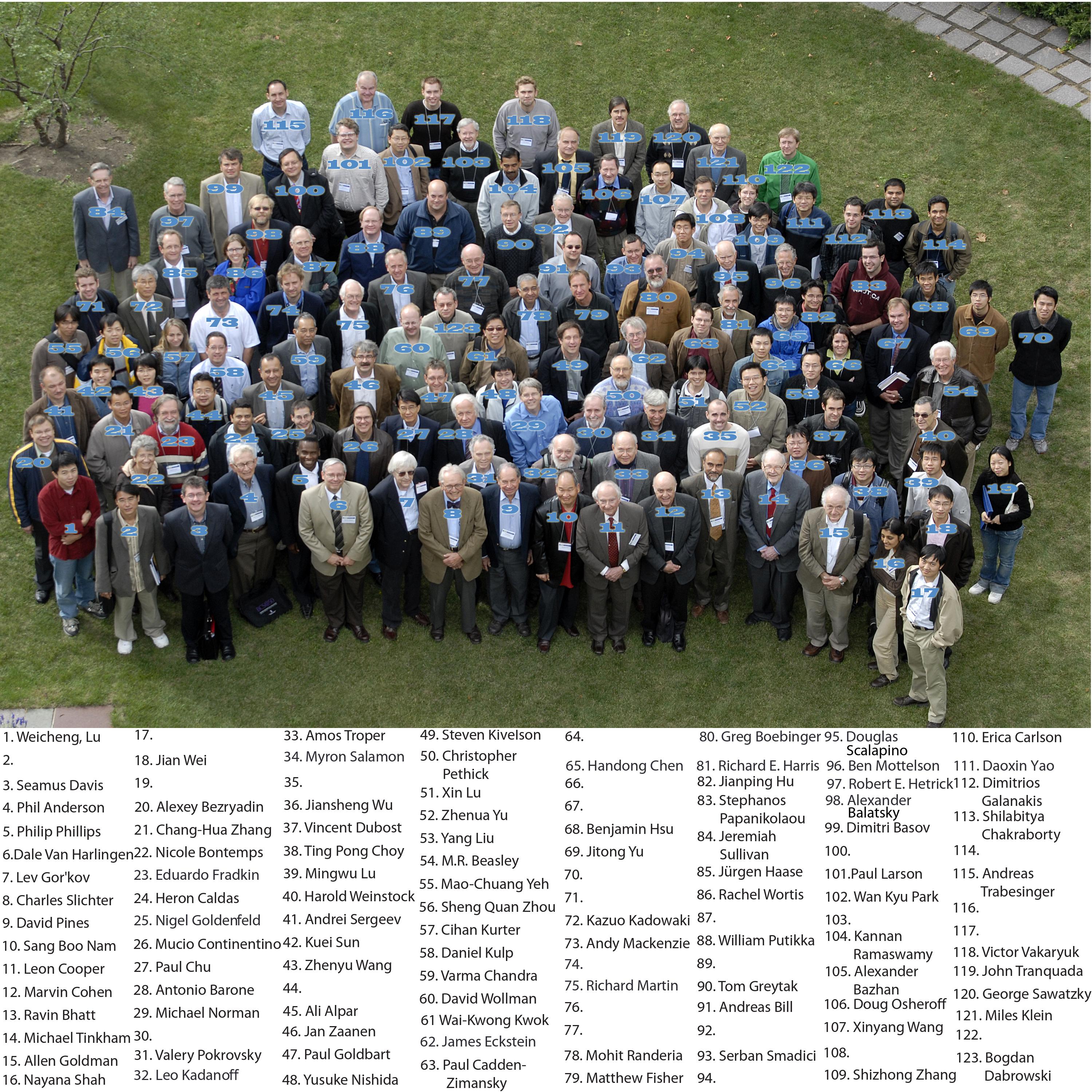 Group photo of BCS@50 conference attendees, showing names in legend