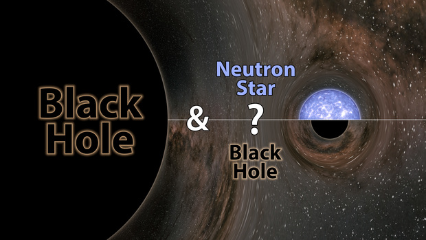 Artist&amp;amp;amp;amp;amp;rsquo;s representation of GW190814. In August of 2019, the LIGO-Virgo network of gravitational-wave telescopes detected the merger of a black hole having 23 times the mass of the Sun with a mystery object 2.6 times the mass of the Sun. Researchers do not know if the mystery object was a neutron star or black hole. Recent work by Illinois physicists Jacquelyn Noronha-Hostler and colleagues has shed new light on the identity of this mystery object. Image from LIGO/Caltech/MIT. A video simulation of GW190814 can be viewed in the LIGO Caltech gallery.